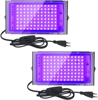 TOVBMUP 100W zwart licht - UV LED - schijnwerper - zwart licht - waterdicht IP65 - UVA zwart licht - zwart licht voor buiten - Geschikt voor podium, feest, podium, Halloween, tuin