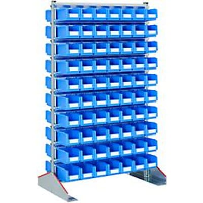 Staande bakkenrekken tweezijdig, B 1130 x D 700 x H 1885 mm, 140 x 3 l, blauw