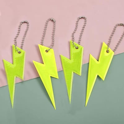Veiligheidsreflectoren voor Kinderen en Volwassenen, Sleutelhanger en Rugzakreflector voor Fietsen, Wandelen en Hardlopen, 10 Stuks Geel Groen