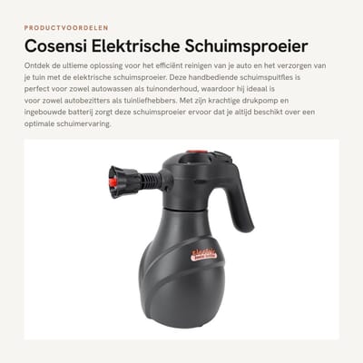 Dailygoods - Elektrische Schuimsproeier - Handbediende Schuimspuitfles - Voor Autowassen en Tuinieren - Inclusief Accessoires - Ideaal voor Autoschoon...