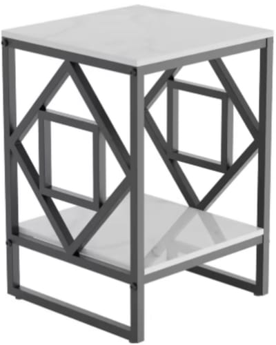 Moderne bijzettafel Mira - Zwart - Echter marmer - Salontafel - Woonkamer - Emerald look - Side table - 40cm - Vierkant