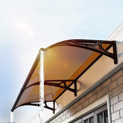 Tuinluifel - Regenhoes Deur - Buiten Beschermen - Versterkt Aluminium - 2.7mm Dik - Donkerbruin