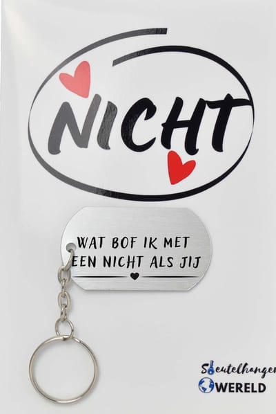 Wat bof ik met een nicht als jij sleutelhanger inclusief kaart - nicht cadeau - nicht - Leuk kado voor je nicht om te geven - 2.9 x 5.4CM