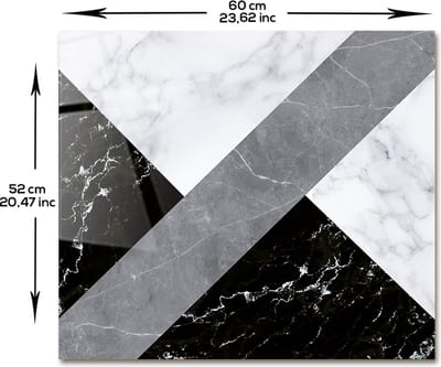 Hybride Marmerlook Tempered Glazen Spatbescherming Voor Achter de Kookplaat 52cm x 60cm