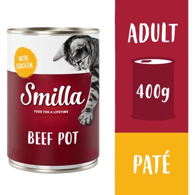 6x400g Rundvleesstukjes met Kip Smilla Kattenvoer