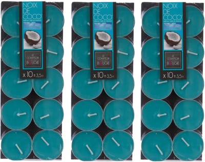 Atmosphera Geurtheelichtjes - 30x stuks - Coconut geur - was/paraffine - 3,5 branduur