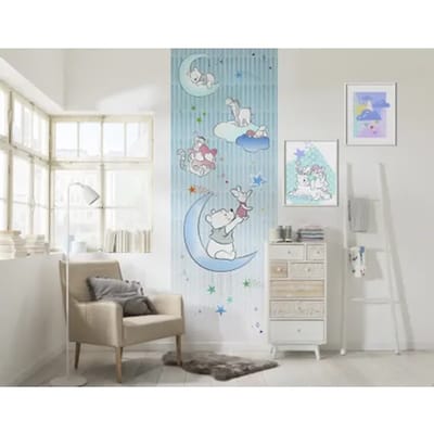 Komar Fotobehang Winnie De Poeh Knorretje En Sterren - Blauw - 2,80m X 100cm