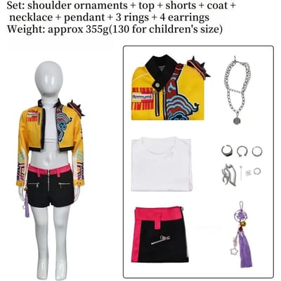 Jyy1 Costume de Performance Cosplay pour Enfants K-POP Groupe Rumi Concert Vêtements d'Halloween Boucle d'Oreille Accessoire Tenue Taille 110 LL 150