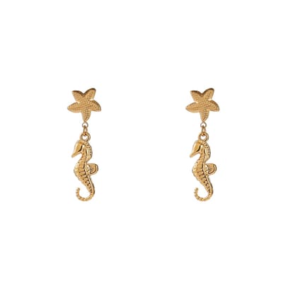 Go Dutch Label Oorknoppen SeaHorse + Starfish Goudkleurig