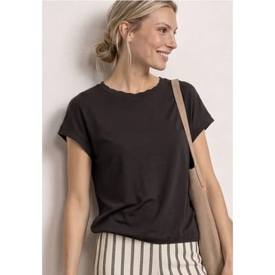 Shirt met ronde hals en decoratieve tape