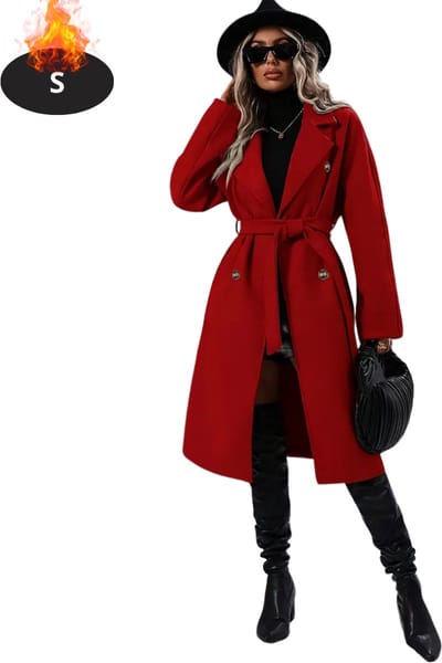 Livano Mantel Dames - Tussenmantel - Jas - Mantelpakje - Trenchcoat - Overjas - Overcoat - Winter - Rood - S