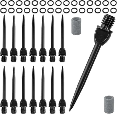 15 Stalen Dart Tips met 30 Rubber Ringen - Duurzame Dartpunten voor Precisie en Betrouwbaarheid
