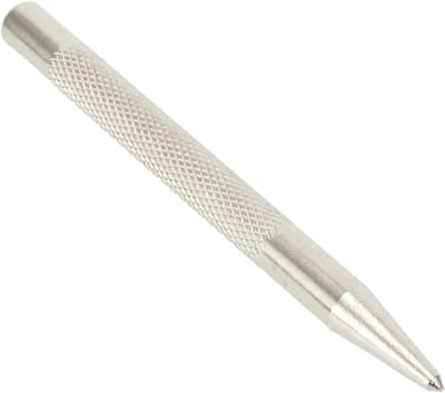 Gekartelde Centerpons - Metaal Marker - Gaten Voorboren - Gehard Koolstofstaal - 94 mm Lengte - Zilverkleurig
