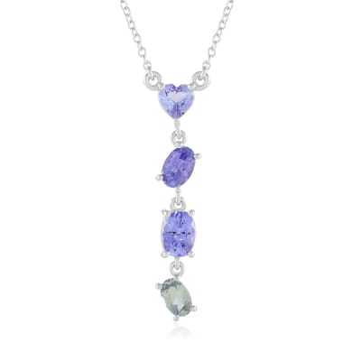 Cavill - Zilveren Halsketting 18K Platina Verguld - Onverhitte Tanzaniet 2,15 ct - Hartvormige Hanger - Elegant Ovaal Briljant Slijpsel