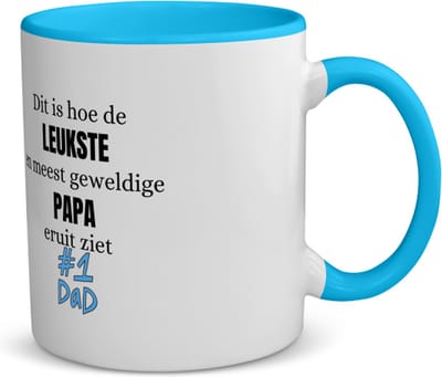 Akyol - leukste en geweldige papa koffiemok - theemok - blauw - Vader - papa - verjaardag papa - cadeautje - kado - geschenk - 350 ML inhoud