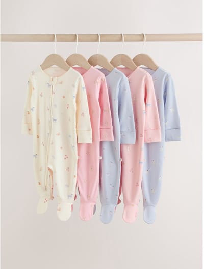 Next - Meisjes - Set van 5 babypyjama's met tweewegritssluiting - Roze
