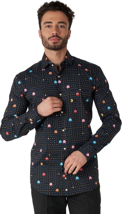 OppoSuits PAC-MAN™ Shirt - Heren Carnavals Overhemd - Casual Retro Game Shirt - Carnavalskleding - Meerkleurig - Maat EU 35/36
