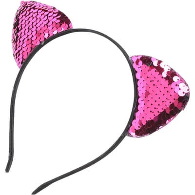 Omkeerbare Pailletten Kattenoren Hoofdband Glanzende Kattenoor Haarringen Dames Kitty Haaraccessoires Rozerood rozerode kleur