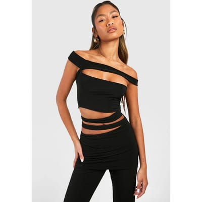 boohoo Dames Uitgesneden Bandeau | Black | Maat: 10