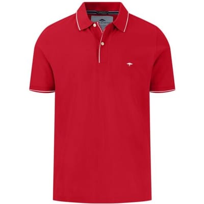 Fynch-Hatton Polo Modern Premium Cotton Fine Contrast Stripe Poppy Red / male