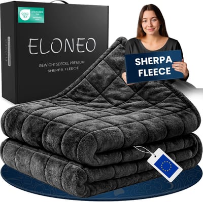 ELONEO Verzwaringsdeken Fleece & Sherpa 7 kg - Weighted Blanket met gelijkmatige gewichtsverdeling - Zachte knuffeldeken voor volwassenen - 135x200 cm - Zwart