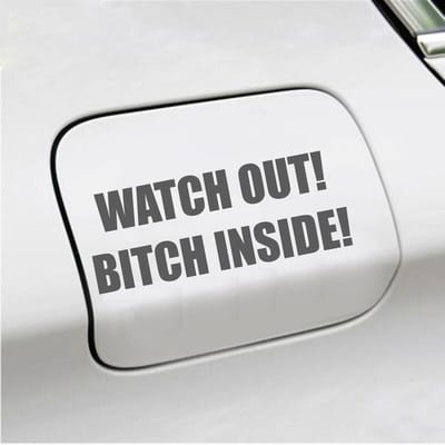 Bumpersticker - Watch Out Bitch Inside - 5,7 X 14,8 - Antraciet
