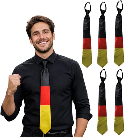 Carnaval verkleed stropdas in Duitse vlag kleuren - 6x - volwassenen - Oktoberfest - Supporters