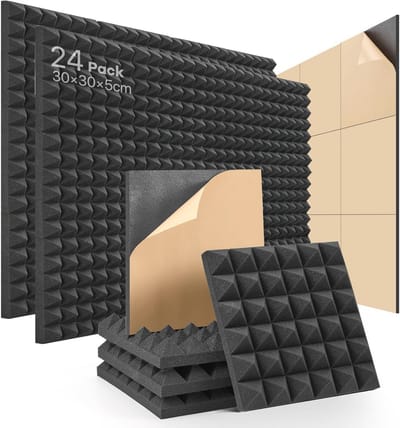 Zelfklevend Akoestisch Schuim - Geluidsabsorberende Panelen voor Thuis en Kantoor (24 stuks, 30x30x2,5 cm)