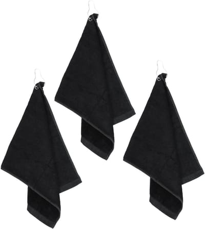 Oefenhanddoeken 3 Stuks - Katoenen Washandjes - Sport en Outdoor - Met Handige Haak - 40x32CM - Zwart