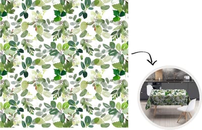 Tafelkleed - Tafellaken - 180x180 cm - Planten - Waterverf - Groen - Binnen en Buiten