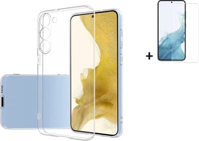 MoDo hoesje geschikt voor Samsung Galaxy A54 - Siliconen/TPU/Kunststof Back Cover - Transparant met screenprotector