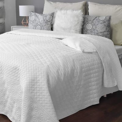 Famanu - Sprei 240x260 cm wit grijs, plaid en dagdeken met patroon