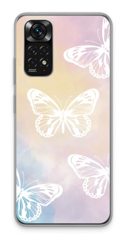 Case Company® - Hoesje geschikt voor Xiaomi Redmi Note 11 hoesje - White butterfly - Soft Cover Telefoonhoesje - Bescherming aan alle Kanten en Schermrand