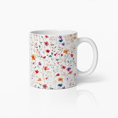Elegante Beker Met Wilde Bloemenpatroon – Kleurrijke Bloemen Koffiemok – Esthetisch Cadeau Voor Natuur- en Bloemenliefhebbers