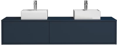 Vente-unique Zwevend nachtblauw badkamermeubel met dubbele wastafel - L150 cm - ISAURE II