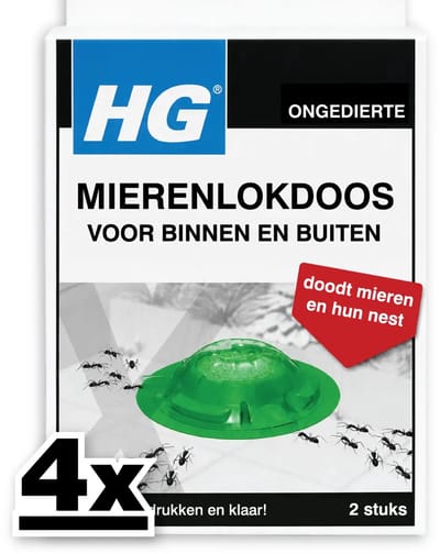 4 x HG Mierenlokdoos 2 stuks per verpakking - Mieren Bestrijding - Mieren Lokdoos - Mierenplaag - Mierenwereld - Mieren In Huis