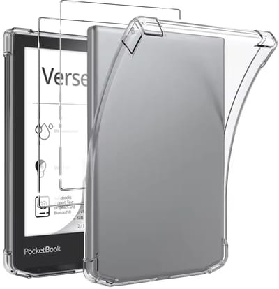 Dailygoods- Beschermhoes Schokbestendig - PocketBook Verse/Pro/Color/Lite - Zachte Siliconen - Gehard Glas - Ultradun - Transparant - Tablethoes