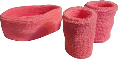 4 Sets zweetbandjes - 2 polsbandjes, 1 hoofdband - 2x roze, 2x neon pink - Festival - Beach party - fout feest