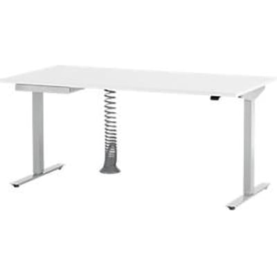 Schäfer Shop Select Bureau Start Off - elektrisch in hoogte verstelbaar - T-poot – L 1600 x B 800 x H 705/1205 mm – wit/wit aluminium + lade +kabelspiraal