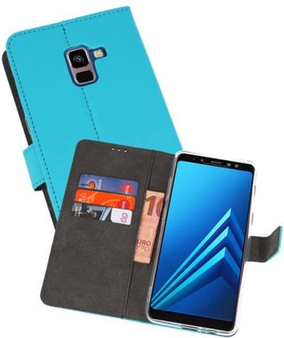 Booktype Telefoonhoesjes - Bookcase Hoesje - Wallet Case - Geschikt voor Galaxy A8 Plus 2018 - Blauw