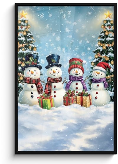 Poster in lijst - Fotolijst 80x120 cm - Posters - Vrolijk - Sneeuw - Kleurrijk - Posterlijst zwart - Decoratie - Wanddecoratie woonkamer - Muurdecoratie slaapkamer