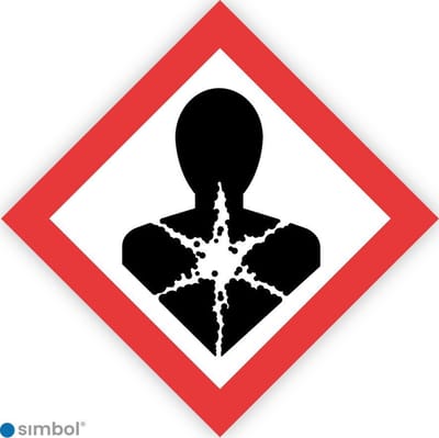 Simbol - Sticker GHS08 Gezondheidsgevaarlijk - Health-Damage - Duurzame Kwaliteit - Formaat 5 x 5 cm.
