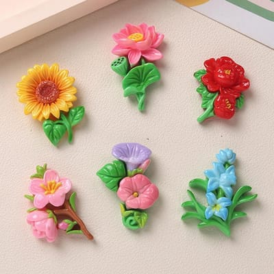 10 STUKS Nieuwe hars schattige zonnebloemen, tulpen en gemengde bloemen Flatback Steen Huisdecoratie Beeldje Scrapbook DIY Accessoires Knutselen