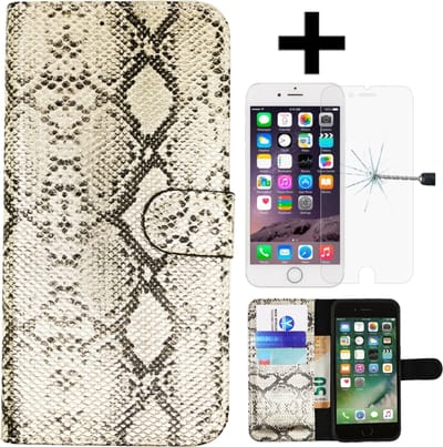 RV slangen print goud met vakken voor pasjes voor iPhone 7 / 8/SE (2020)