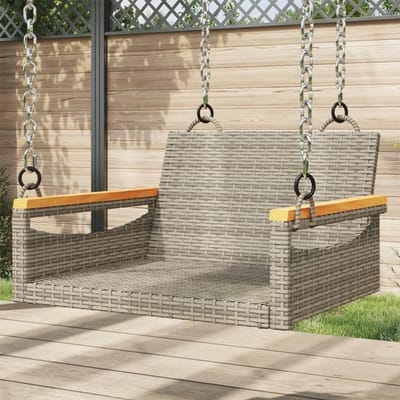 Hangstoel - Schommelbank Tuin - Buiten Ontspannen - Weerbestendig Polyrotan - 63 x 62 x 40 cm - Grijs