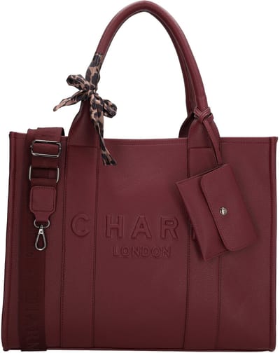 Charm London Bond Handtas - Schoudertas - 42 x 34 x 16 cm - Laptoptas 15,6 inch - Crossbody - Handige Etui - Bordeaux rood