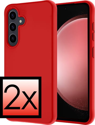 Hoesje - 2 Stuks - Geschikt voor Samsung Galaxy S23 FE - Sterk & Shockproof - Case Siliconen - Back Cover - Telefoon Hoes - Rood