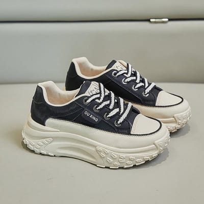 Nieuw Model Schoenen voor Dames Slijtvast en Antislip Casual Sportschoenen Dikke Zool Voegt Hoogte Toe Gevulkaniseerde Casual Schoenen 40 black