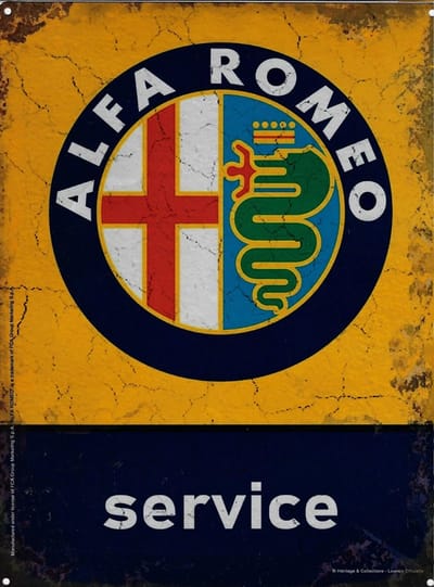 Alfa Romeo Service. Metalen wandbord 30 x 40 cm.
