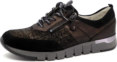 Waldläufer Dames Sneaker - 908009-301-709 Zwart/Combi - Wijdte H - Maat 6 (39)